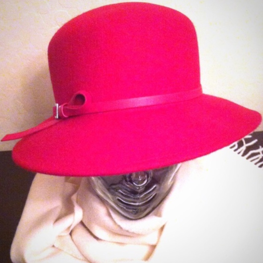 🎉HP2X🎉 Nine West Red Wool Hat - Picture 1 of 4